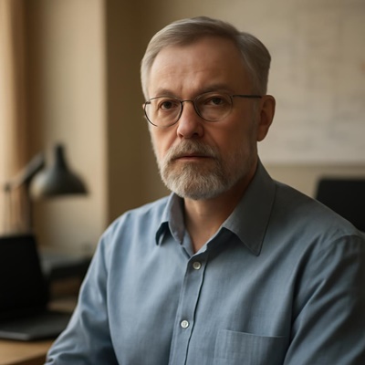 Виктор Андреевич Смирнов на фоне инженерного оборудования